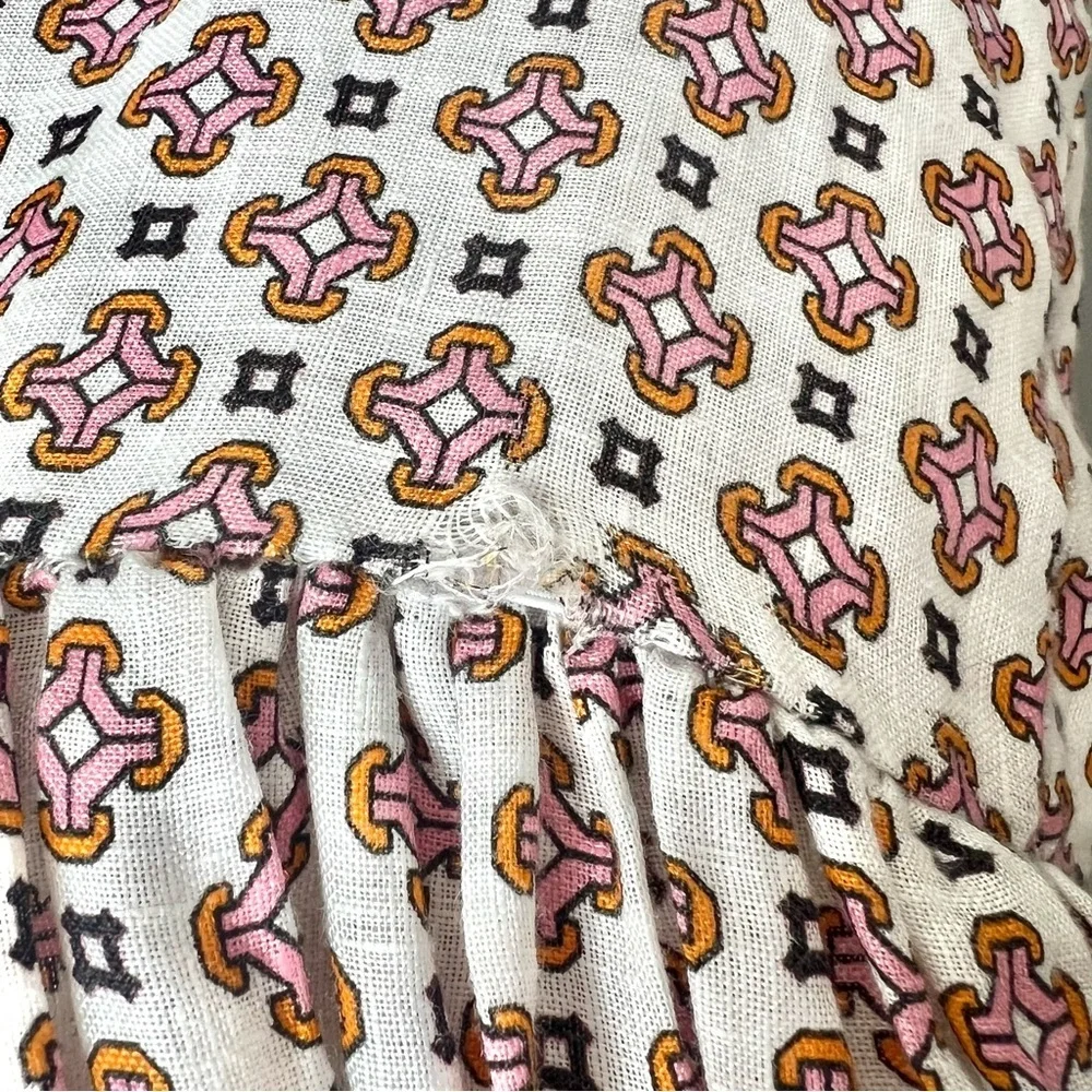 Maje Romelange Geometric Print Linen Dress NWT | Size 42 | Missing Lace Collar